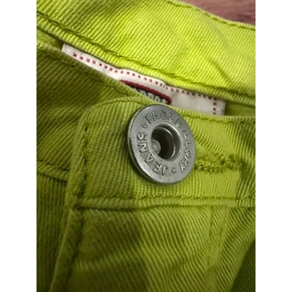 Vintage Faded Glory Neon Lime Green Denim Shorts High Waist Cotton 90s Sz 9/10